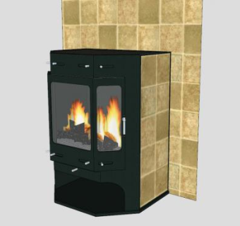 菱形观火面壁炉SU模型下载_sketchup草图大师SKP模型