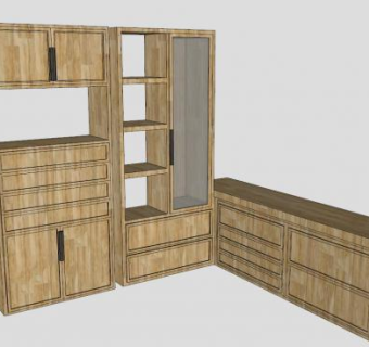 卧室全木衣柜SU模型下载_sketchup草图大师SKP模型