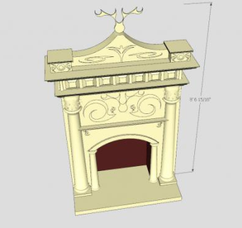 欧式复古壁炉SU模型下载_sketchup草图大师SKP模型