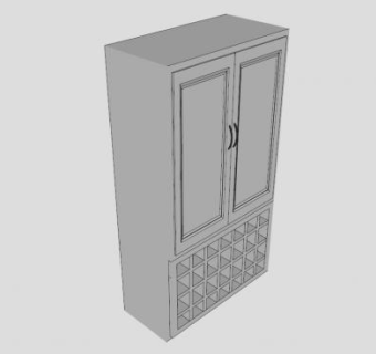白色平开门式衣柜SU模型下载_sketchup草图大师SKP模型