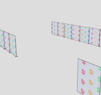 蝴蝶贴纸玻璃屏风SU模型下载_sketchup草图大师SKP模型
