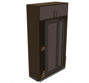 黑色双滑门衣柜SU模型下载_sketchup草图大师SKP模型