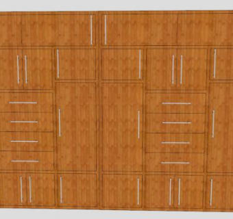 实木一字衣柜SU模型下载_sketchup草图大师SKP模型