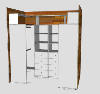 现代U型衣柜SU模型下载_sketchup草图大师SKP模型