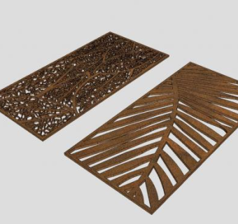 木质叶片型装饰隔断SU模型下载_sketchup草图大师SKP模型