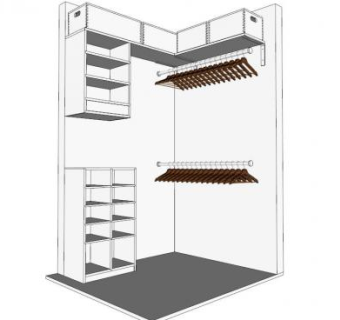 转角白色衣柜衣橱SU模型下载_sketchup草图大师SKP模型