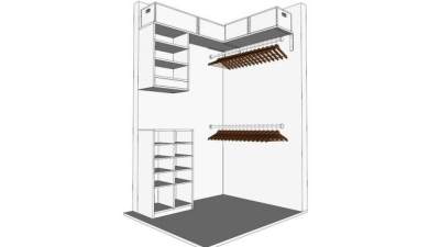转角白色衣柜衣橱SU模型下载_sketchup草图大师SKP模型