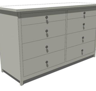 实木四门平开门衣柜SU模型下载_sketchup草图大师SKP模型