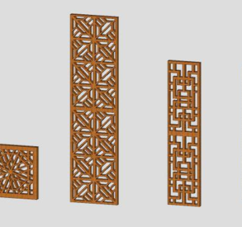 中式木制镂空屏风SU模型下载_sketchup草图大师SKP模型