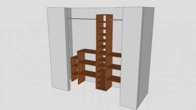 现代卧室隔板衣柜SU模型下载_sketchup草图大师SKP模型