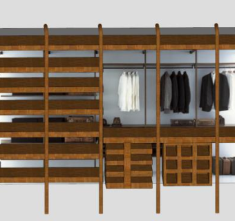 现代卧室实木衣柜SU模型下载_sketchup草图大师SKP模型