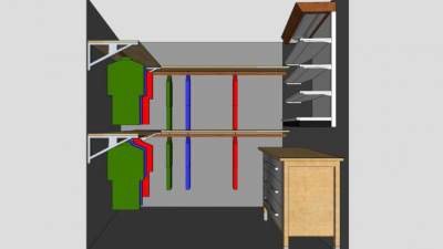 简易橱柜衣柜SU模型下载_sketchup草图大师SKP模型