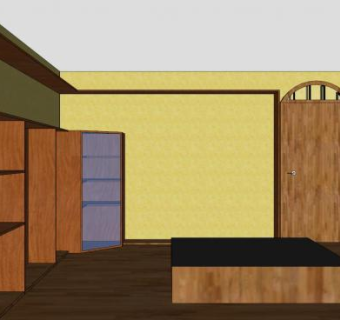 卧室实木敞开衣柜SU模型下载_sketchup草图大师SKP模型