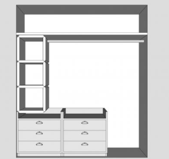 现代开放式白色衣柜SU模型下载_sketchup草图大师SKP模型