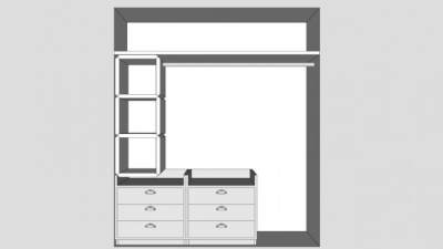 现代开放式白色衣柜SU模型下载_sketchup草图大师SKP模型