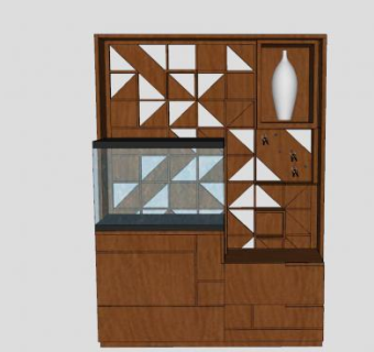 玄关隔断木柜SU模型下载_sketchup草图大师SKP模型
