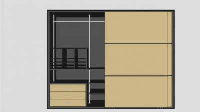 现代推拉门式衣柜衣橱SU模型下载_sketchup草图大师SKP模型