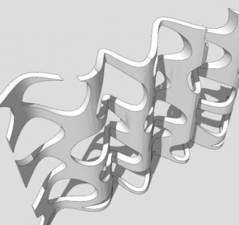 卧房波浪形屏风隔断SU模型下载_sketchup草图大师SKP模型