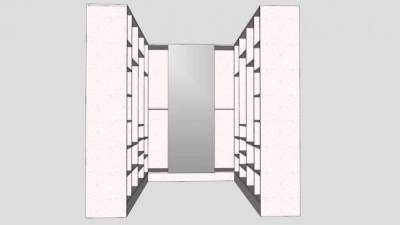 U型白色衣柜衣橱SU模型下载_sketchup草图大师SKP模型