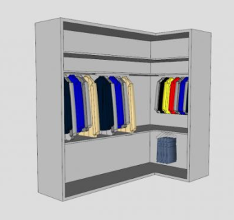 卧室L型白色衣柜SU模型下载_sketchup草图大师SKP模型