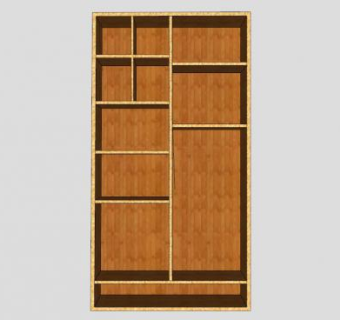 平开式双开门衣柜SU模型下载_sketchup草图大师SKP模型