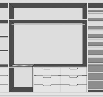 现代白色开放式衣橱衣柜SU模型下载_sketchup草图大师SKP模型