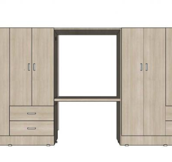 板式平开门式衣柜SU模型下载_sketchup草图大师SKP模型