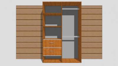 现代隔断衣柜衣橱SU模型下载_sketchup草图大师SKP模型