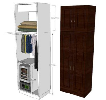 现代双开门隔断衣柜SU模型下载_sketchup草图大师SKP模型