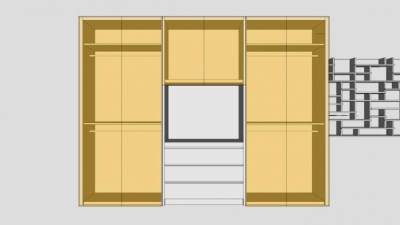 简易平开门式衣橱衣柜SU模型下载_sketchup草图大师SKP模型