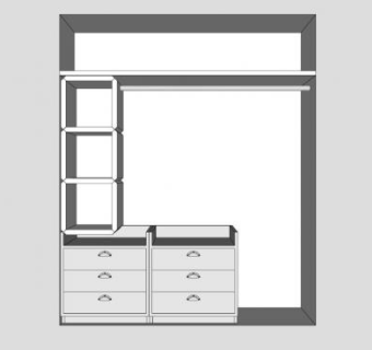 实木板式四门衣柜SU模型下载_sketchup草图大师SKP模型