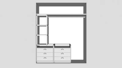 实木板式四门衣柜SU模型下载_sketchup草图大师SKP模型