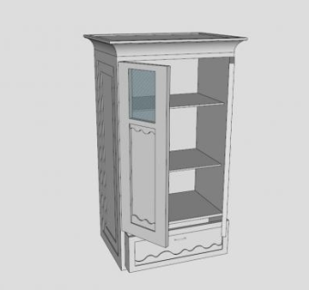 现代白色展柜SU模型下载_sketchup草图大师SKP模型