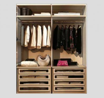 简易双开门双滑门衣柜SU模型下载_sketchup草图大师SKP模型