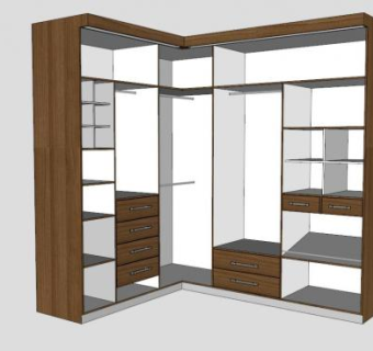 现代隔断L型衣柜SU模型下载_sketchup草图大师SKP模型