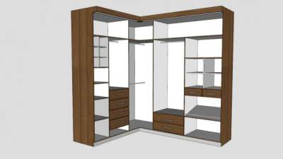现代隔断L型衣柜SU模型下载_sketchup草图大师SKP模型