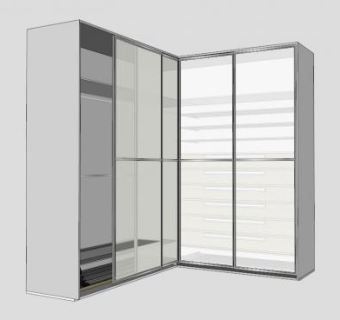 现代白色橱柜衣柜SU模型下载_sketchup草图大师SKP模型
