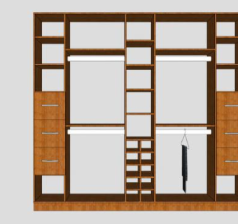 实木抽屉敞开衣柜SU模型下载_sketchup草图大师SKP模型