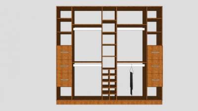 实木抽屉敞开衣柜SU模型下载_sketchup草图大师SKP模型