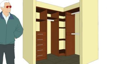 实木衣橱转角衣柜SU模型下载_sketchup草图大师SKP模型