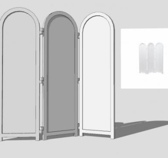 拱形折叠屏风SU模型下载_sketchup草图大师SKP模型
