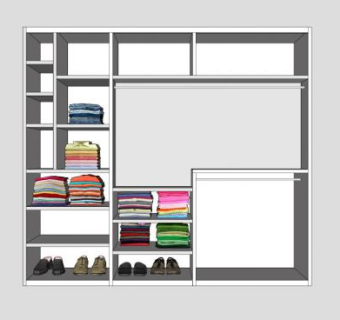 现代白色敞开衣柜SU模型下载_sketchup草图大师SKP模型