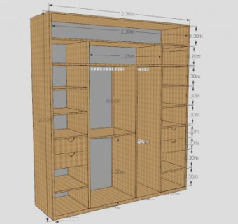 卧室橡木衣柜SU模型下载_sketchup草图大师SKP模型