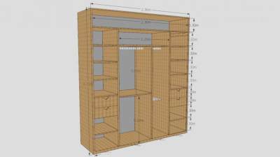 卧室橡木衣柜SU模型下载_sketchup草图大师SKP模型