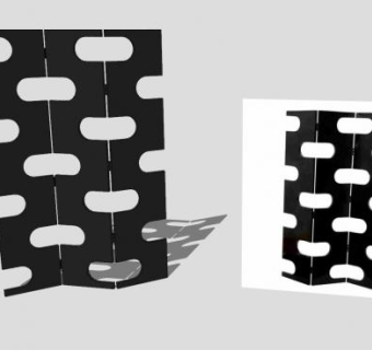 黑色折叠屏风隔断SU模型下载_sketchup草图大师SKP模型