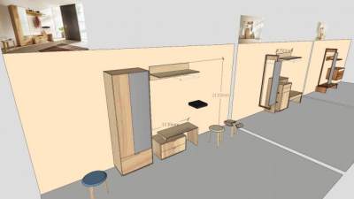 卧室双开门板式衣柜SU模型下载_sketchup草图大师SKP模型