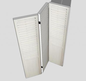 白色折叠屏风SU模型下载_sketchup草图大师SKP模型