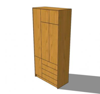 简易实木板式衣柜SU模型下载_sketchup草图大师SKP模型