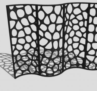 波浪型黑色隔断SU模型下载_sketchup草图大师SKP模型