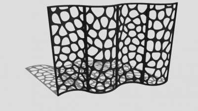 波浪型黑色隔断SU模型下载_sketchup草图大师SKP模型